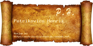 Petrikovics Henrik névjegykártya